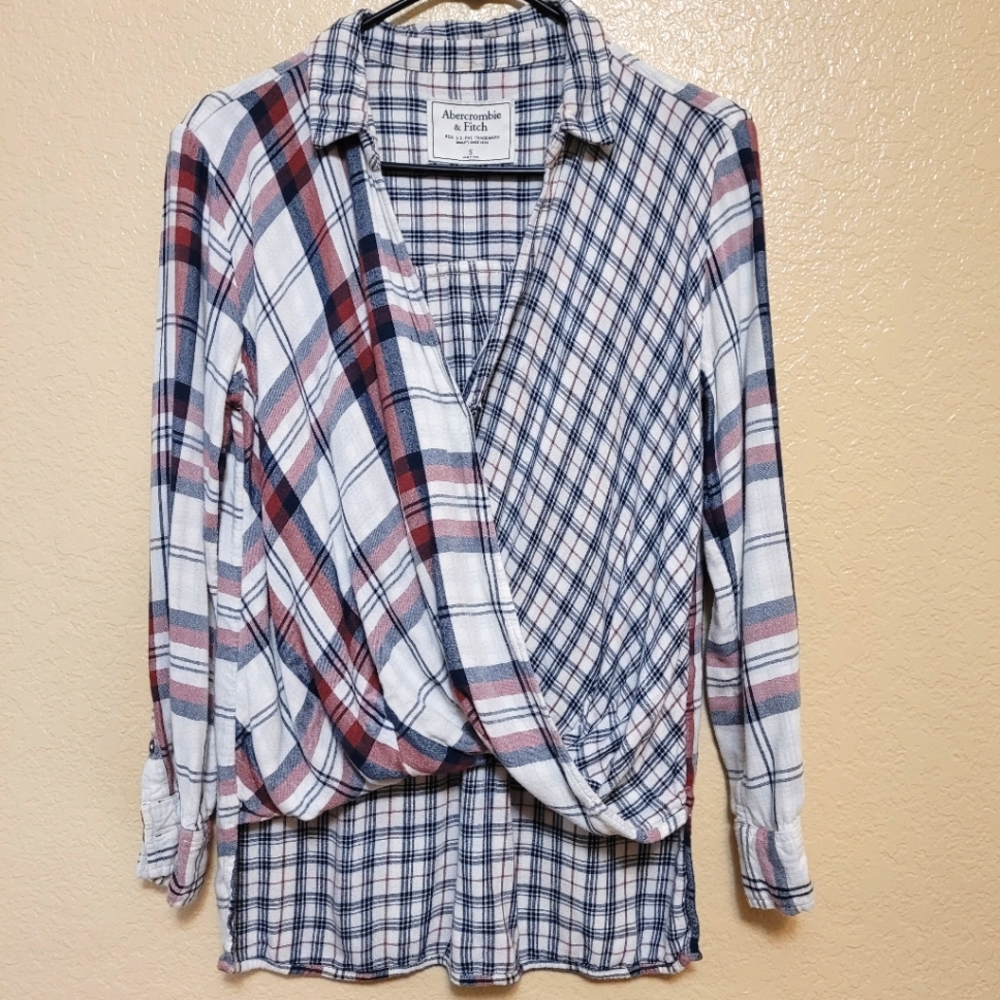 Abercrombie & Fitch Women Two-Toned Plaid Shirt Size S